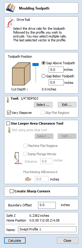 Moulding Toolpath Form